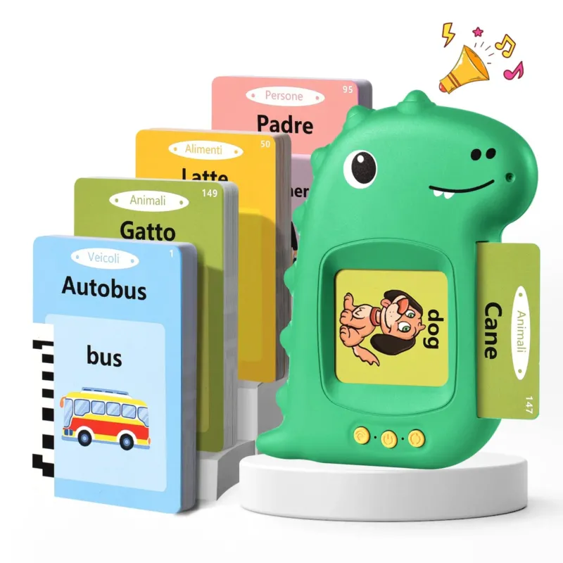 Talking flashcards educational toy Italian learning for children preschoolers 112 sheets 224 words