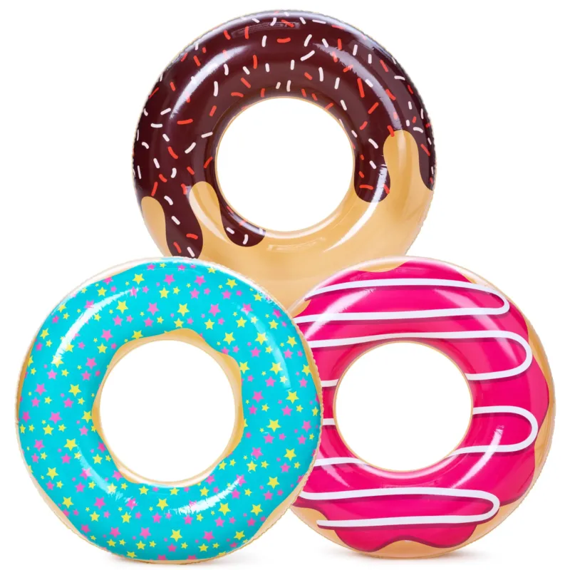 3 Pack Inflatable Donut Swimming Hoop, Swimming Ring, Summer Water Toy